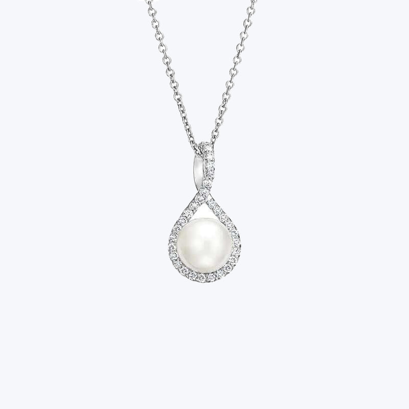 Cultured Pearl Pavé Twist Pendant