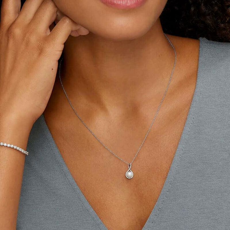 Cultured Pearl Pavé Twist Pendant