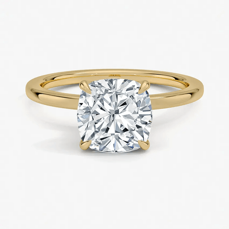 Cushion Cut Hidden Halo Diamond Engagement Ring - Intou