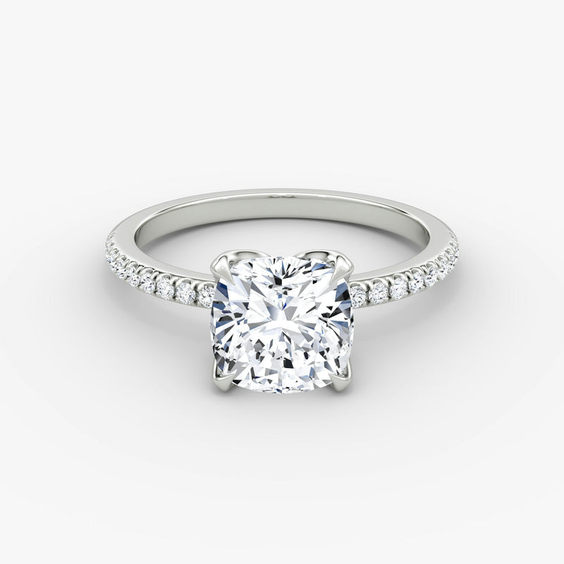 Cushion Pave Solitaire Engagement Ring - Intou