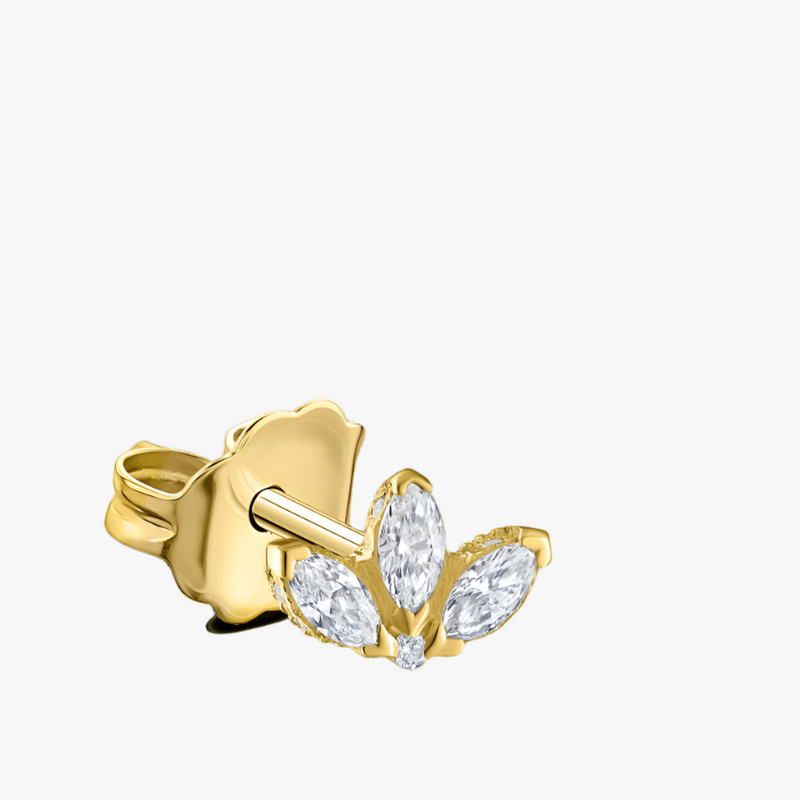 (Single) Marquise Diamond Lotus Stud Earring