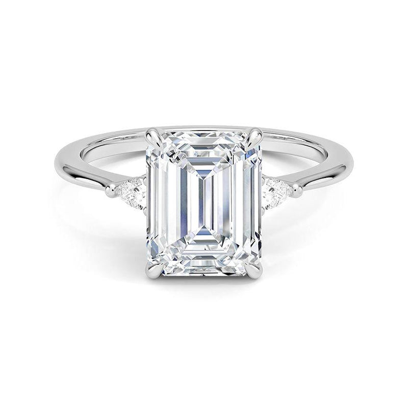 Emerald Cut Aria Three Stone Diamond Engagement Ring - Intou