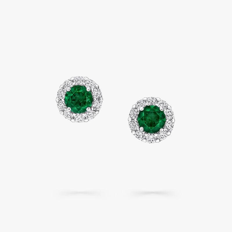 Emerald Halo Diamond Stud Earrings - Intou