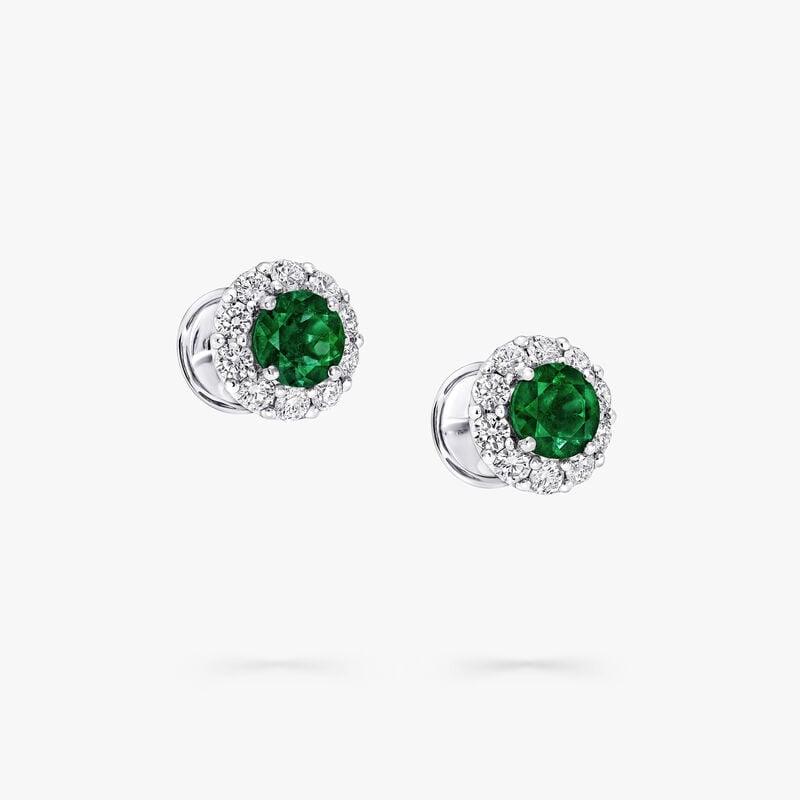 Emerald Halo Diamond Stud Earrings - Intou