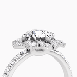 Fancy Floral Halo Round Cut Pave Engagement Ring - Intou