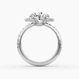 Fancy Floral Halo Round Cut Pave Engagement Ring - Intou