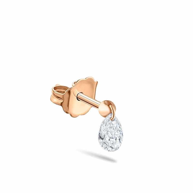 Floating Pear Cut Solitaire Diamond Stud Earrings - Intou