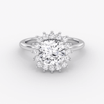 Floral Cathedral Cushion Cut Halo Engagement Ring - Intou