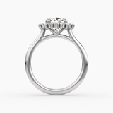 Floral Cathedral Cushion Cut Halo Engagement Ring - Intou