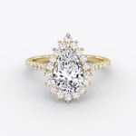 Floral Cathedral Pear Cut Pave Halo Engagement Ring - Intou