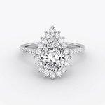 Floral Cathedral Pear Cut Pave Halo Engagement Ring - Intou