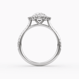 Floral Cathedral Pear Cut Pave Halo Engagement Ring - Intou