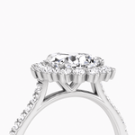 Floral Cathedral Pear Cut Pave Halo Engagement Ring - Intou