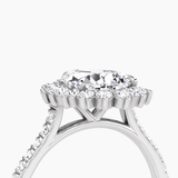 Floral Cathedral Pear Cut Pave Halo Engagement Ring - Intou