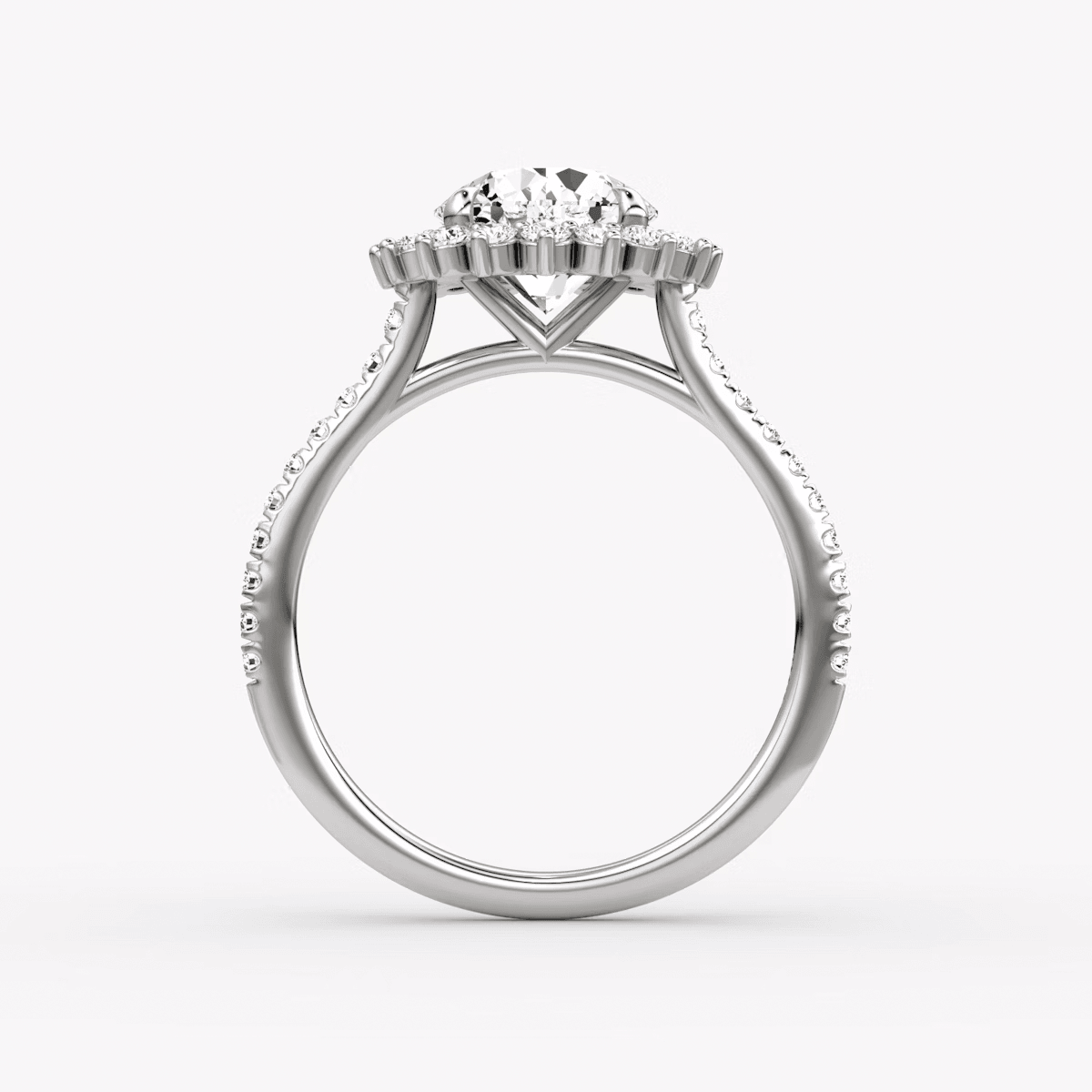 Floral Cathedral Round Cut Pave Halo Engagement Ring - Intou