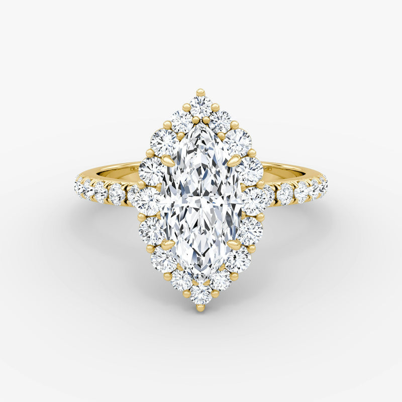 Floral Halo Marquise Engagement Ring - Intou