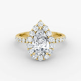 Floral Halo Pear Engagement Ring - Intou