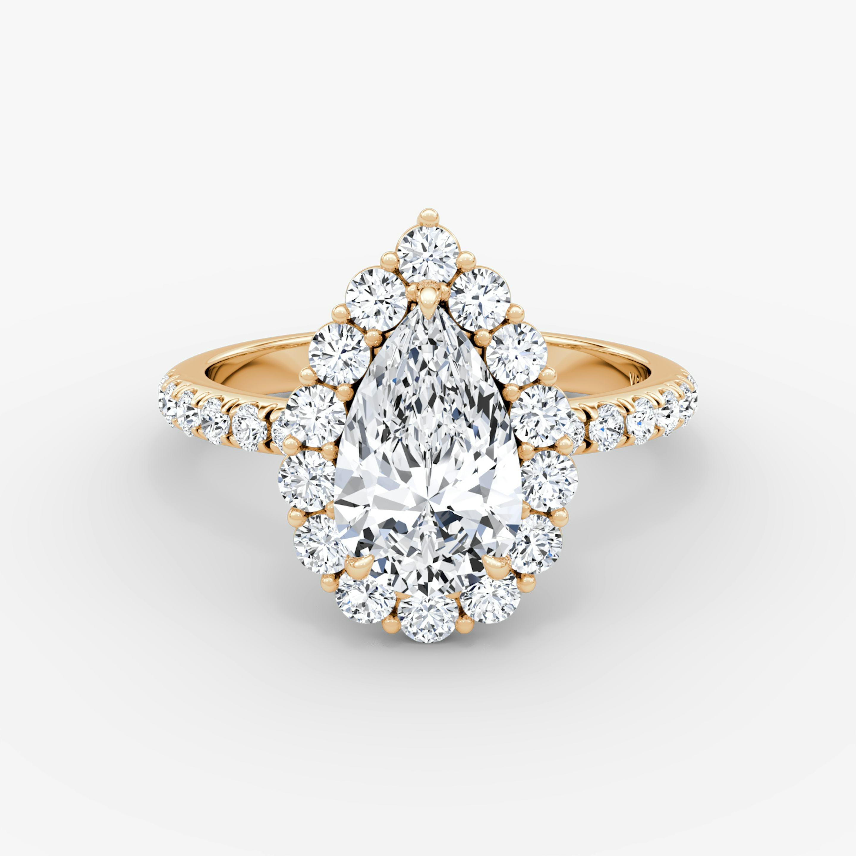 Floral Halo Pear Engagement Ring - Intou