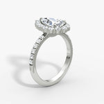 Floral Halo Pear Engagement Ring - Intou