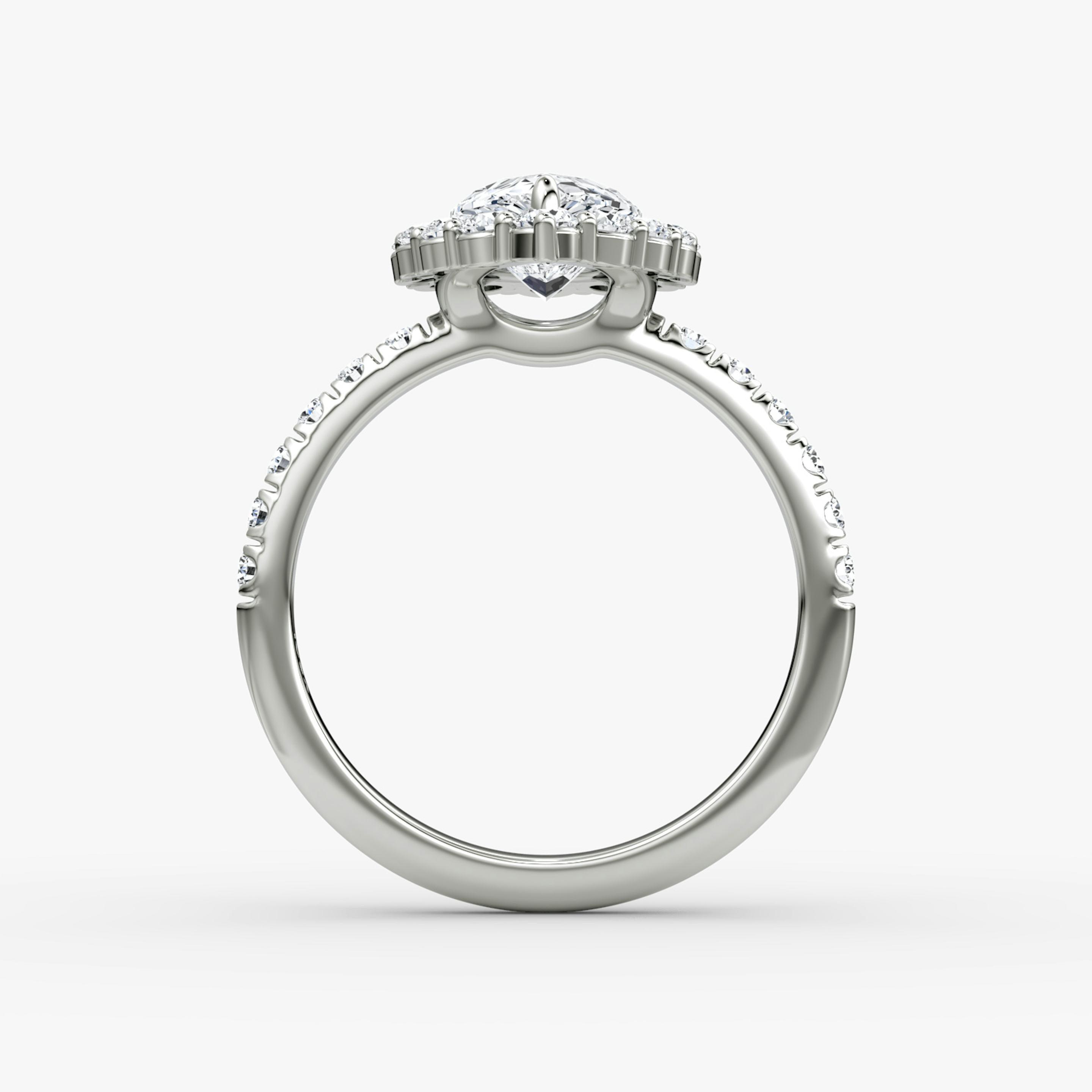 Floral Halo Pear Engagement Ring - Intou