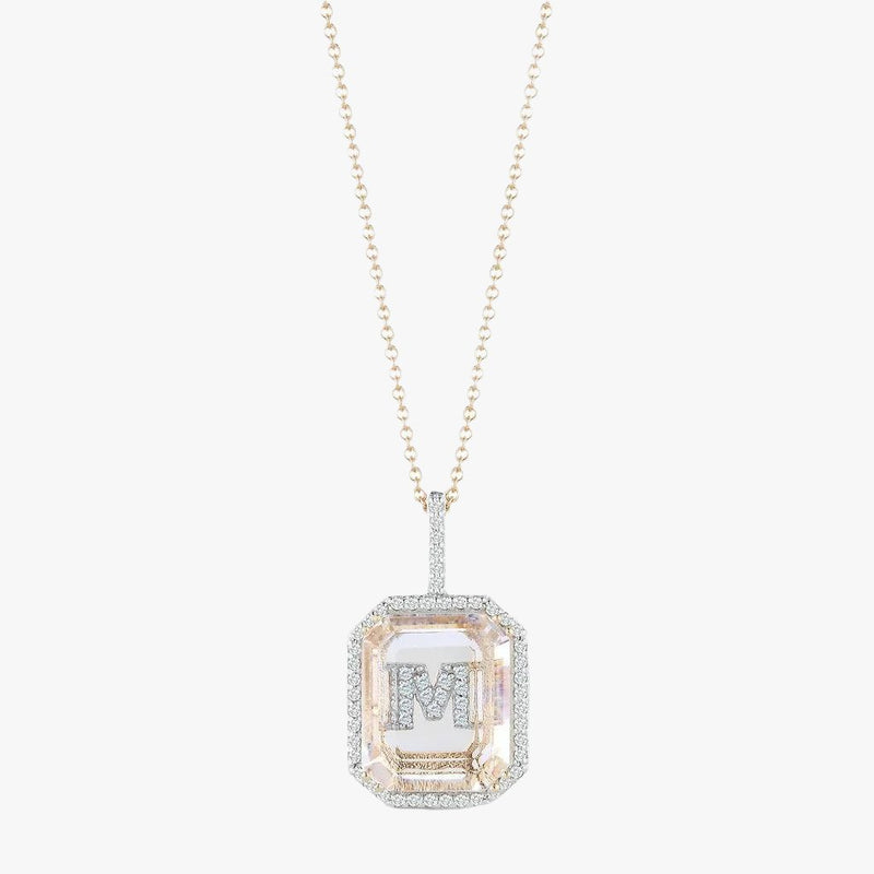 Frame Crystal Quartz Secret Diamond Initial necklace - Intou