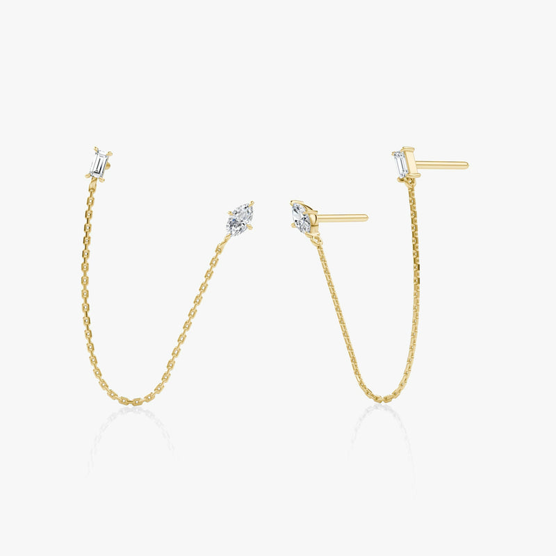 Marquise Baguette Shooting Star Draped Earring - Intou