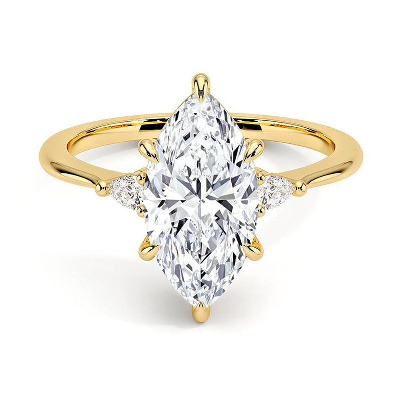 Marquise Cut Aria Three Stone Diamond Engagement Ring - Intou