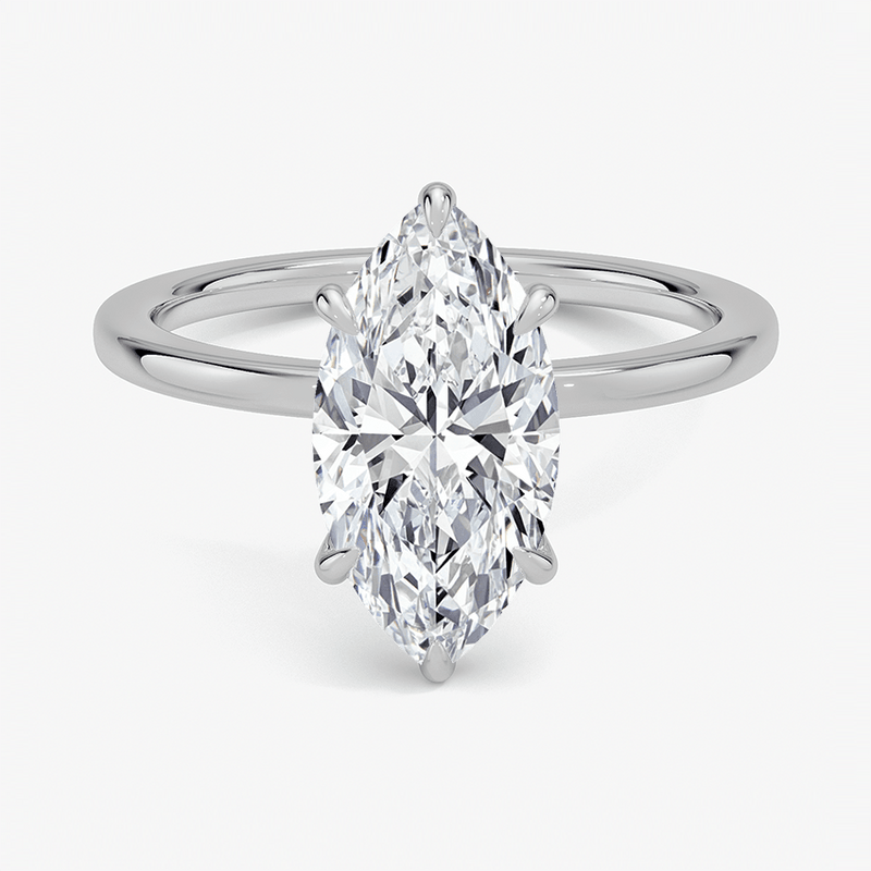 Marquise Cut Hidden Halo Diamond Engagement Ring - Intou