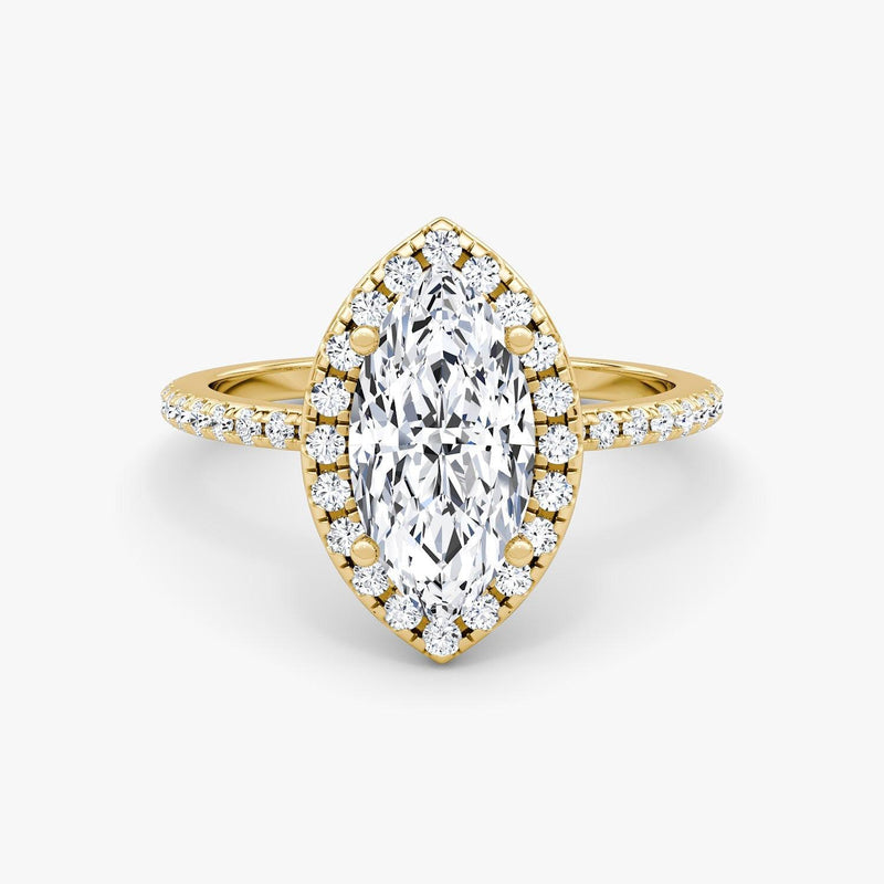 Marquise Halo Pave Engagement Ring - Intou