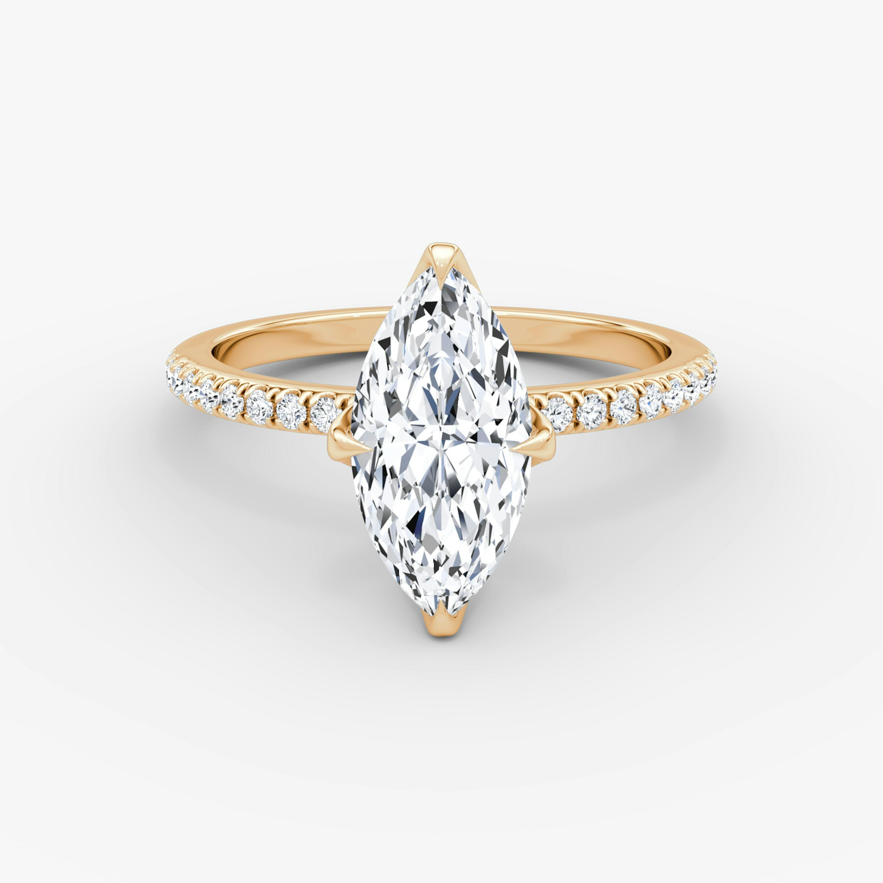 Marquise Pave Solitaire Engagement Ring - Intou