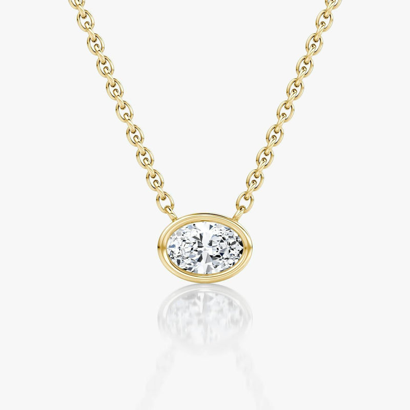 Oval Bezel Solitaire Necklace - Intou