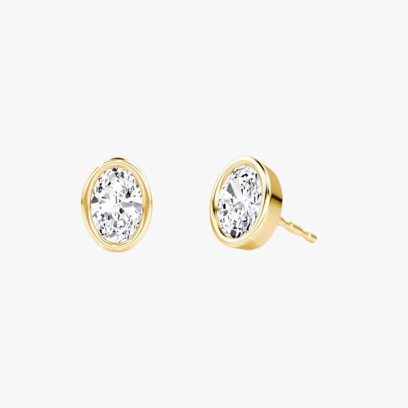 Oval Bezel Solitaire Stud - Intou