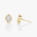 Oval Bezel Solitaire Stud - Intou