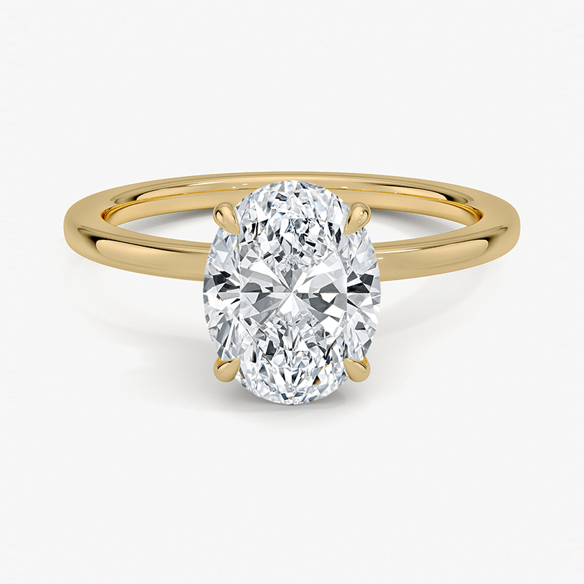 Oval Cut Hidden Halo Diamond Engagement Ring - Intou