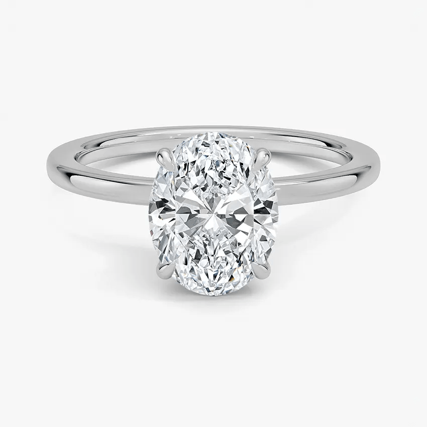 Oval Cut Hidden Halo Diamond Engagement Ring - Intou