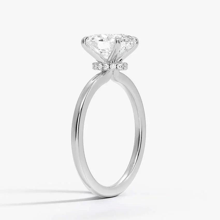 Oval Cut Hidden Halo Diamond Engagement Ring - Intou