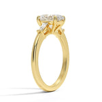 Oval Cut Tapered Baguette Three Stone Diamond Engagement Ring - Intou