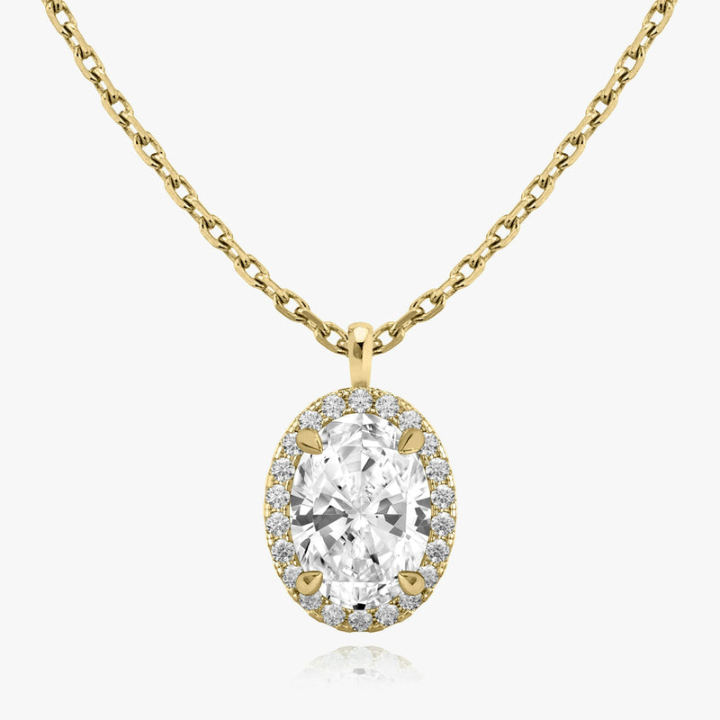 Oval Halo Lab-Grown Diamond Pendant - Intou