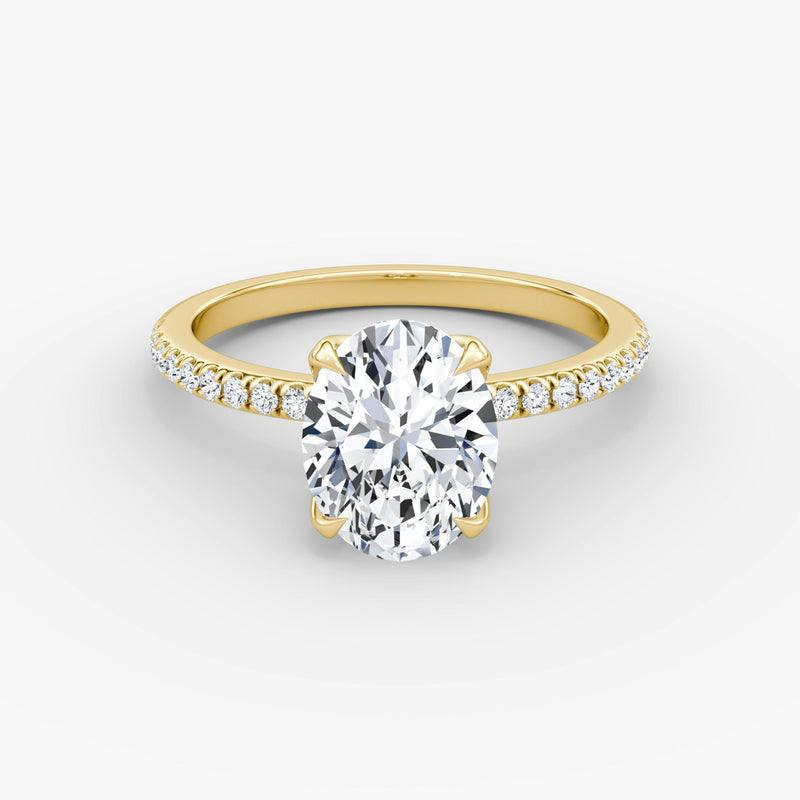 Oval Pave Solitaire Engagement Ring - Intou