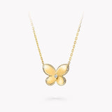 Pavé Butterfly Diamond Pendant Necklace(18K Yellow Gold) - Intou