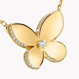 Pavé Butterfly Diamond Pendant Necklace(18K Yellow Gold) - Intou