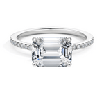 Pave East-West Emerald Cut Diamond Engagement Ring - Intou