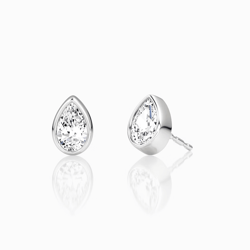 Pear Bezel Solitaire Stud - Intou