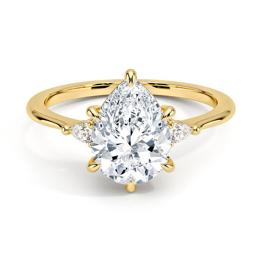 Pear Cut Aria Three Stone Diamond Engagement Ring - Intou