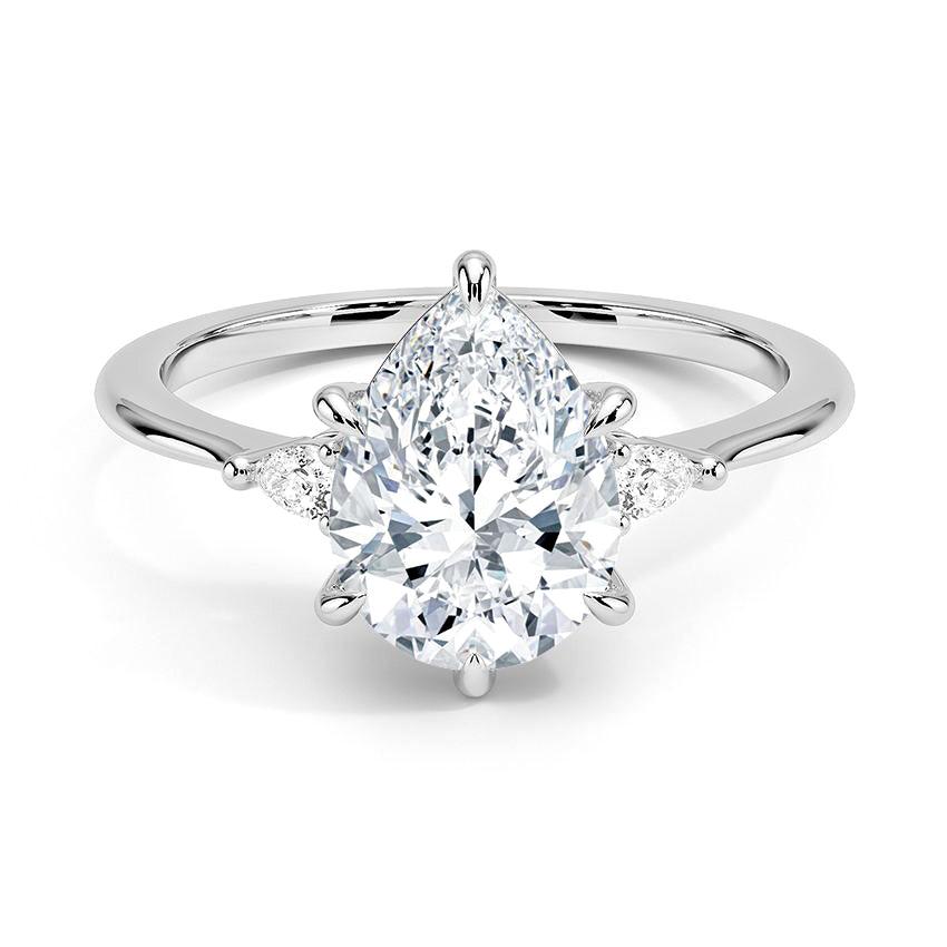 Pear Cut Aria Three Stone Diamond Engagement Ring - Intou