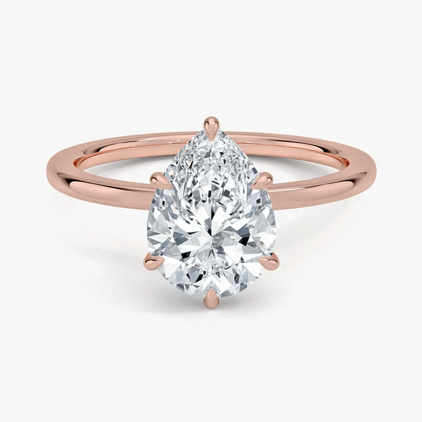 Pear Cut Hidden Halo Diamond Engagement Ring - Intou