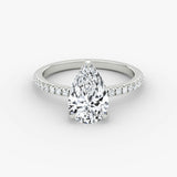 Pear Pave Solitaire Engagement Ring - Intou