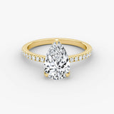 Pear Pave Solitaire Engagement Ring - Intou