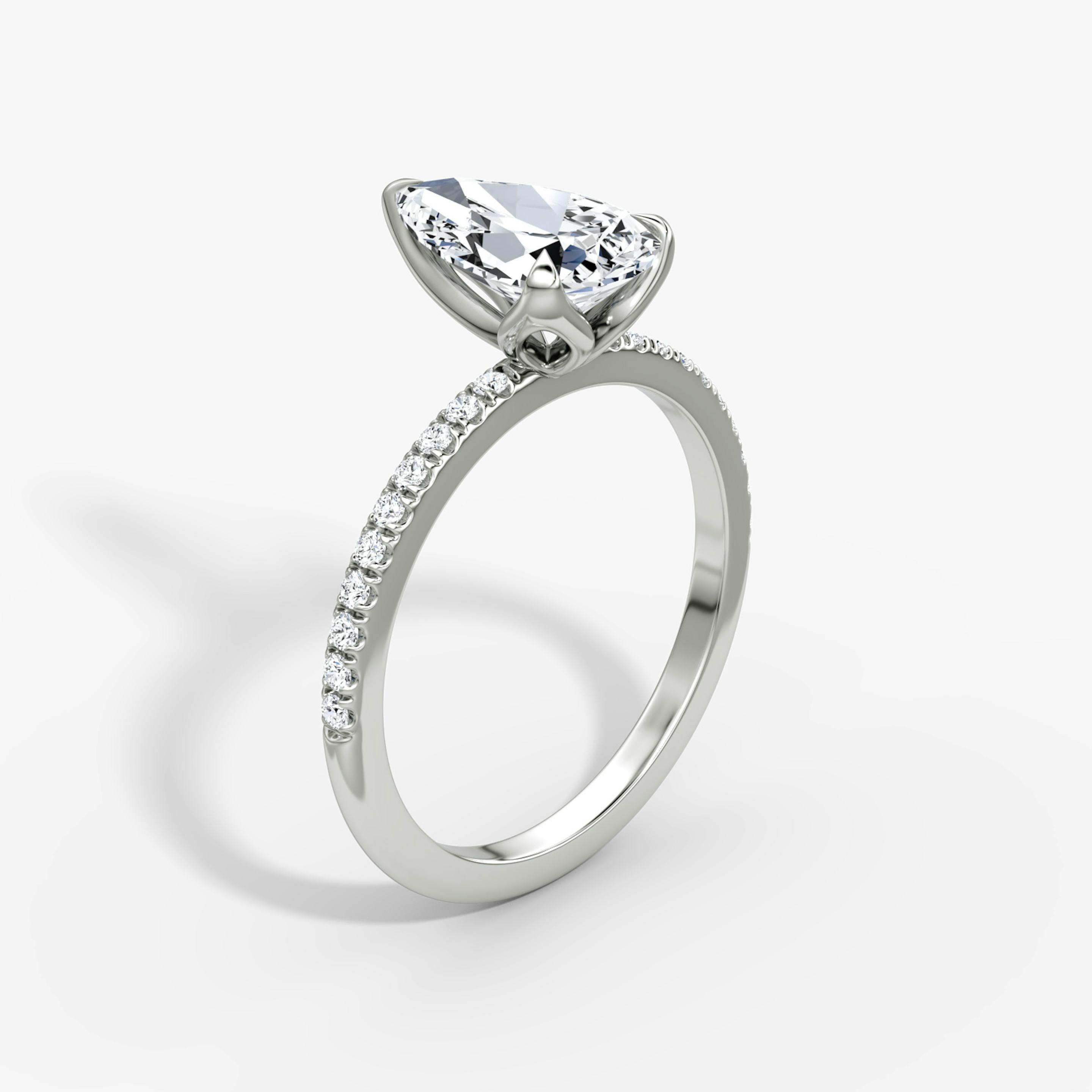 Pear Pave Solitaire Engagement Ring - Intou