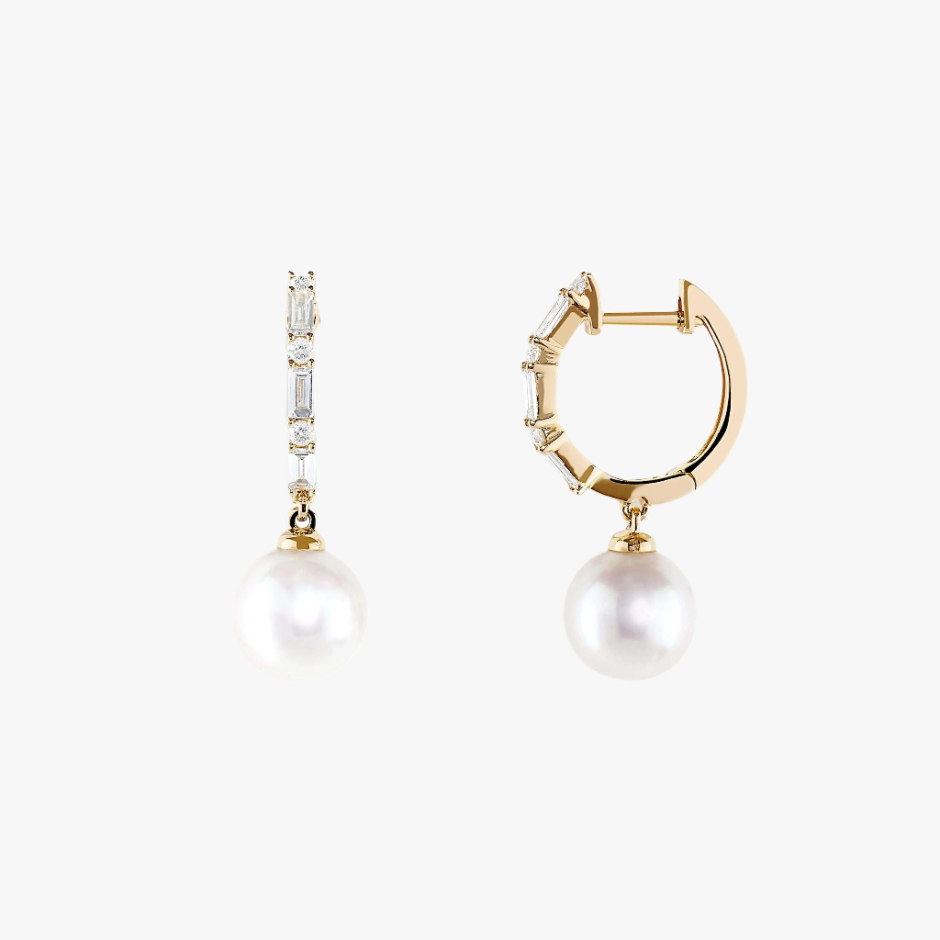 Pearl 18K Yellow Gold Pearl and Diamond Earrings - Intou